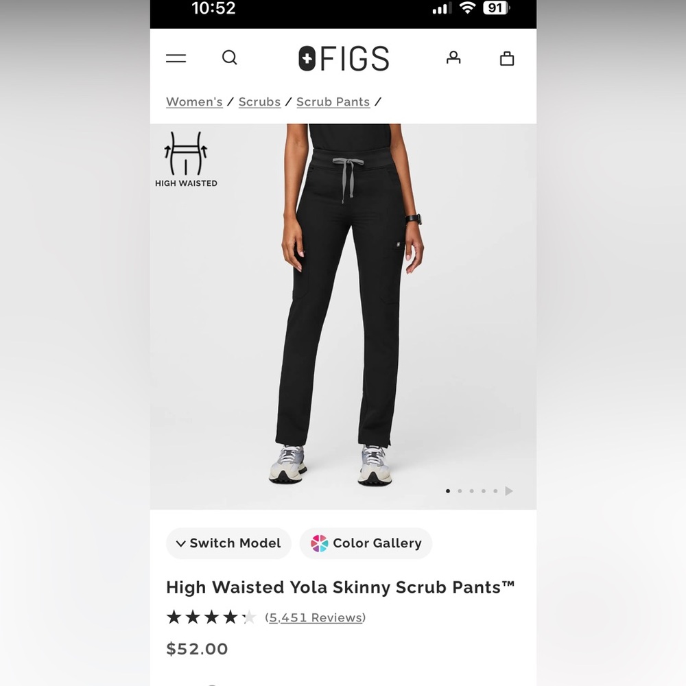 2 pairs Figs Black high waisted yola scrub pants